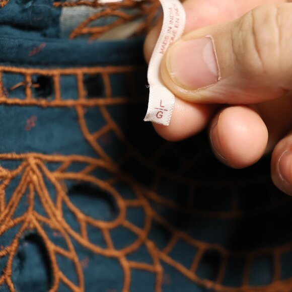 Free People Teal and Brown Embroidered Blouse - Picture 6 of 10